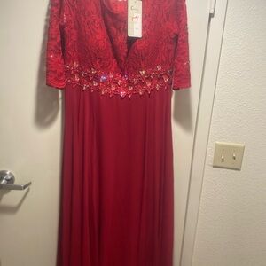 Red Lace Evening Dress